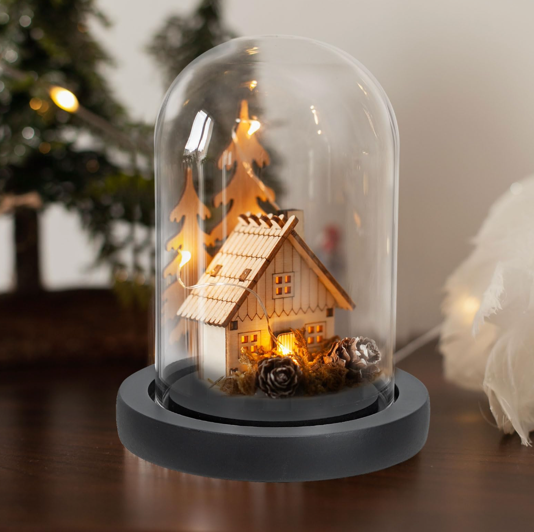 Wooden Christmas House Light Dome